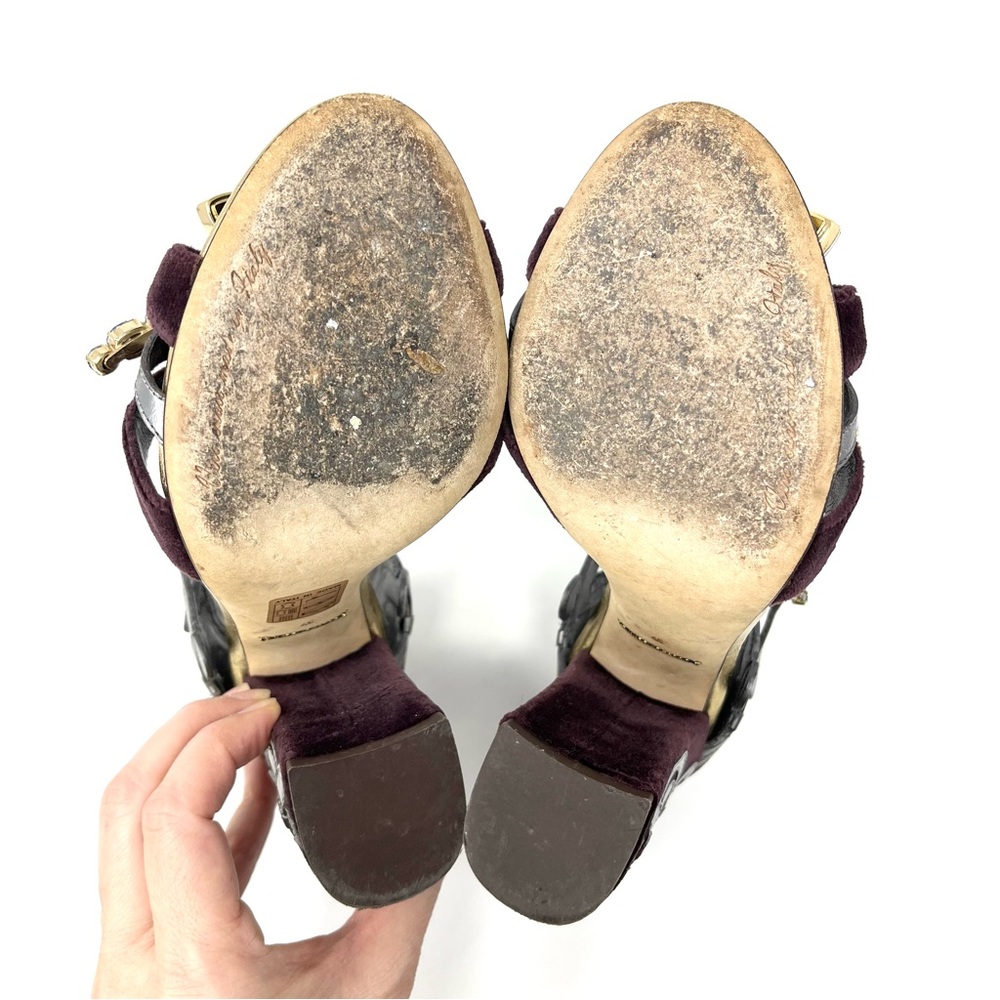 Dolce & And Gabbana Velvet Baroque Crystal Dragonfly Heels Shoes Sandals 37 7 - Picture 10 of 12